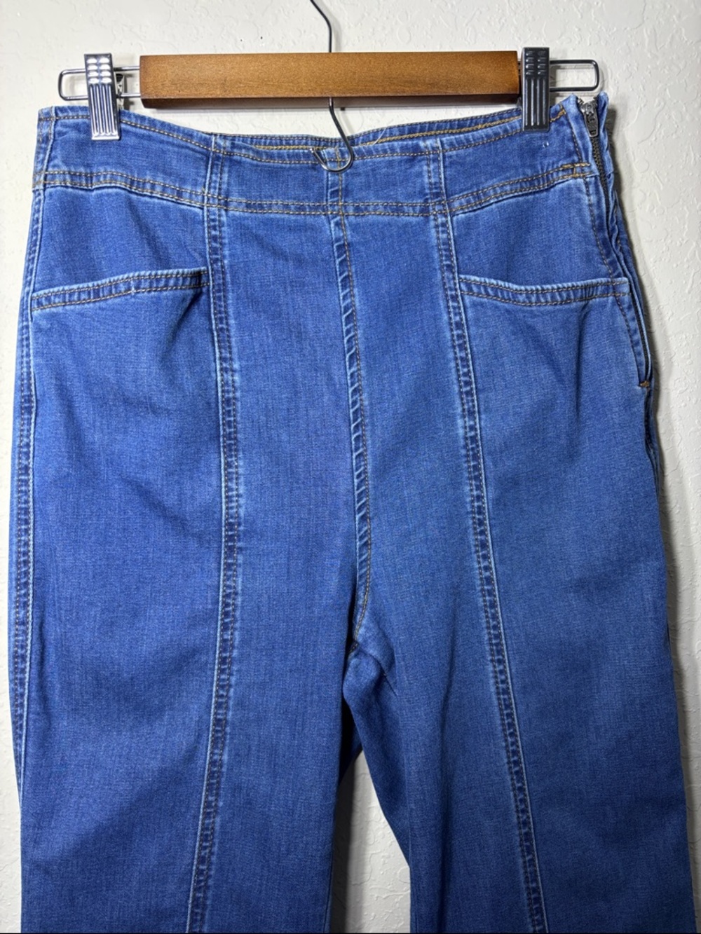 Free People We The Free Just Float On Flare Jeans Side Zip Blue Size 28 - Picture 4 of 10
